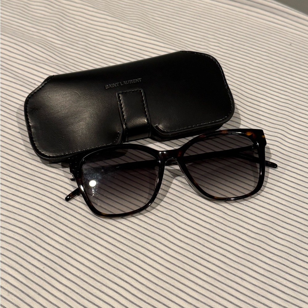 Saint Laurent Tortoiseshell Sunglasses with Black Case